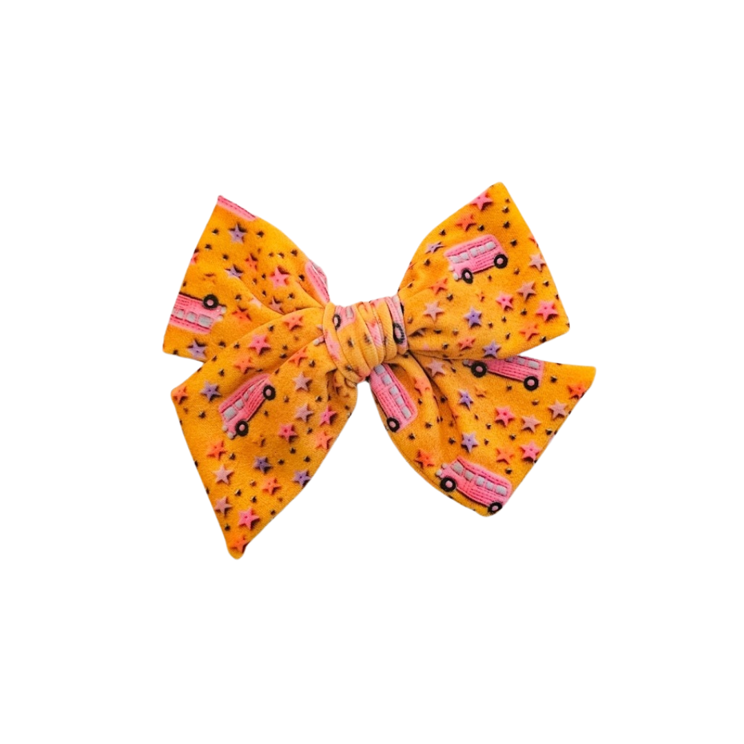 Pink Bus and Star Hair Bow